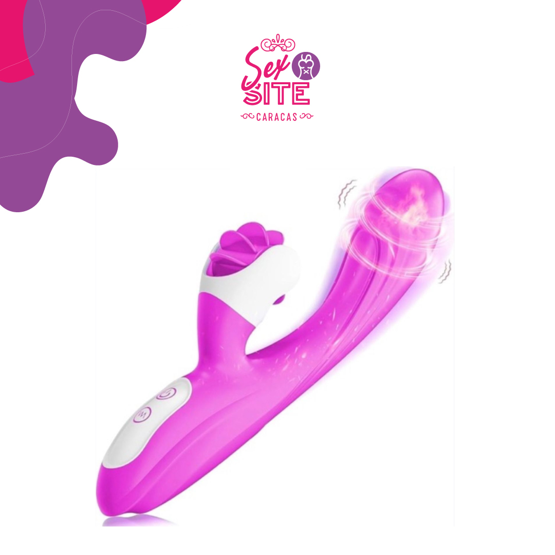 Vibrador con Simulador de Lengua Giratoria en el Clitoris