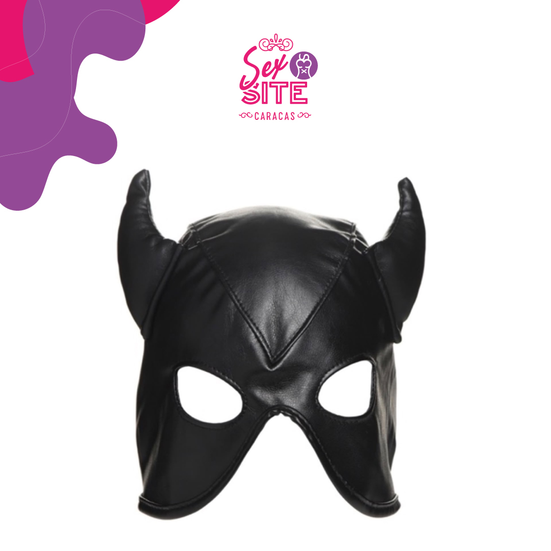 Dungeon Demon Bondage Hood with Horns - Master Series