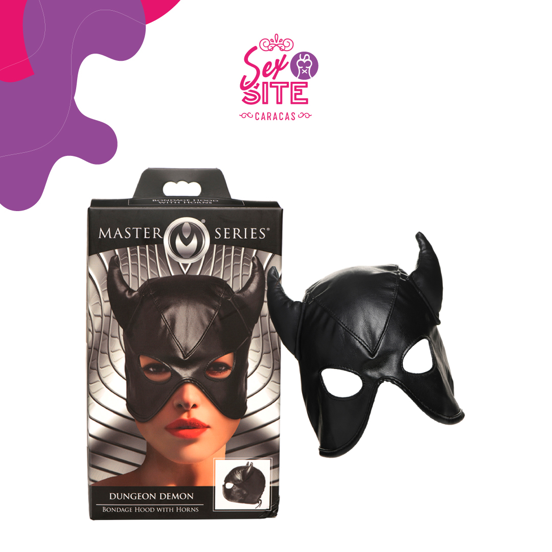 Dungeon Demon Bondage Hood with Horns - Master Series