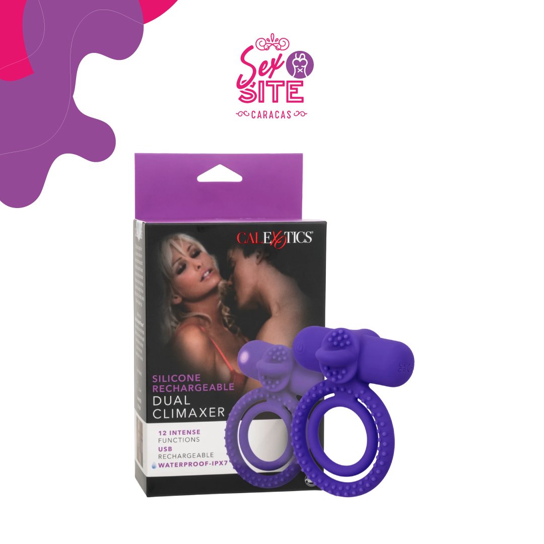 Anillo Vibrador CalExotics Silicone Rechargeable Dual Climaxer